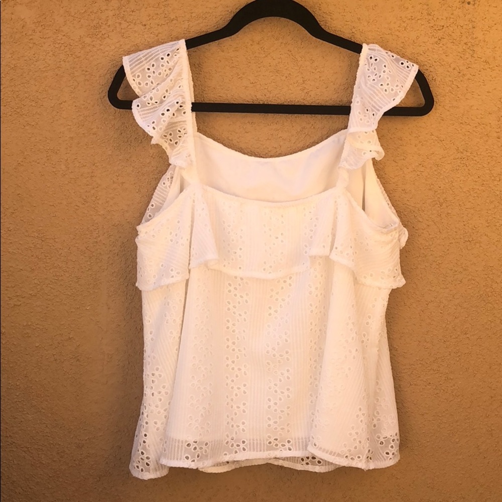 J.O.A. White Ruffled Eyelet Top - Picture 4 of 5